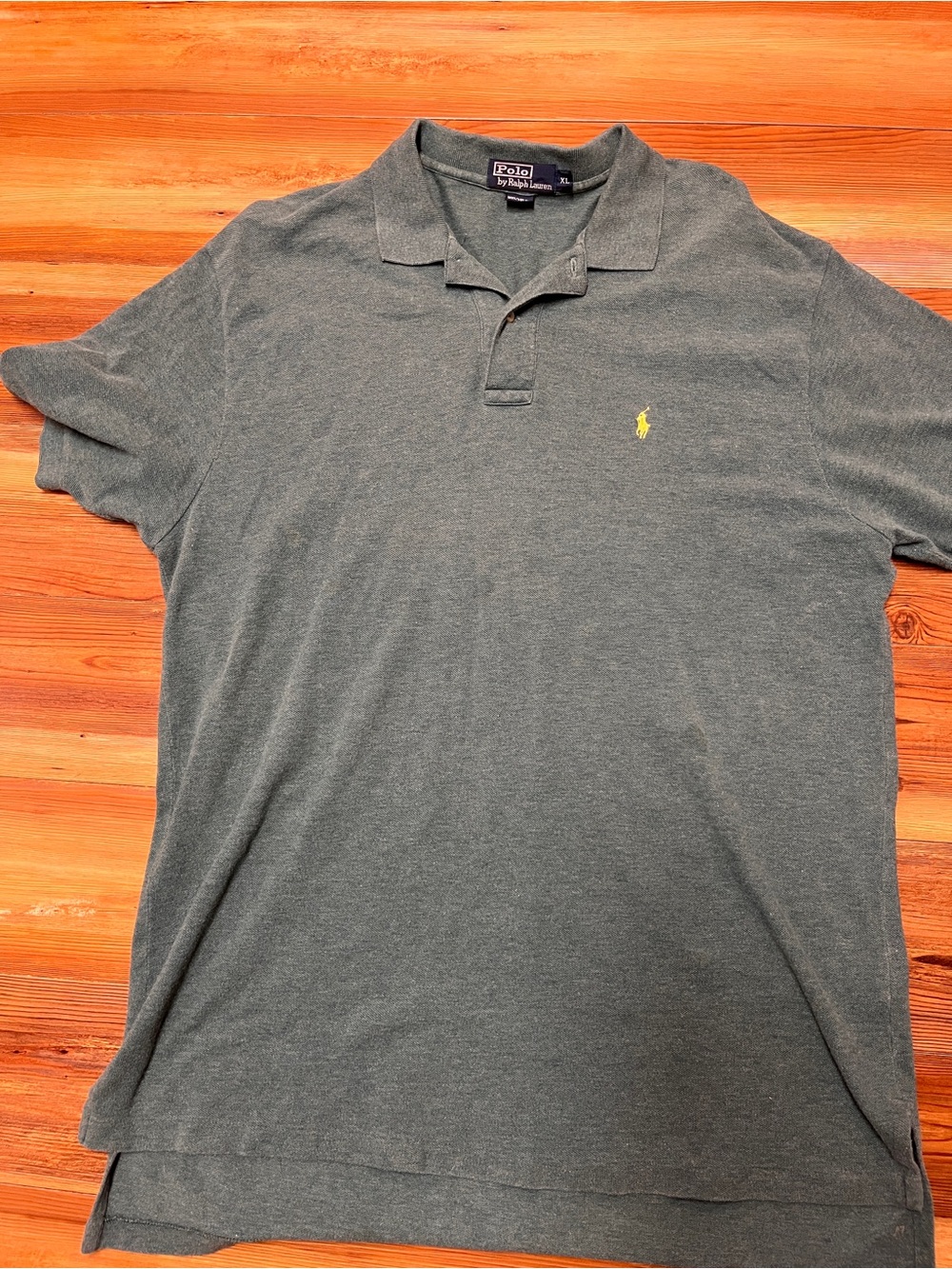 Ralph Lauren Men's Heathered Olive Green Polo with Yellow Pony